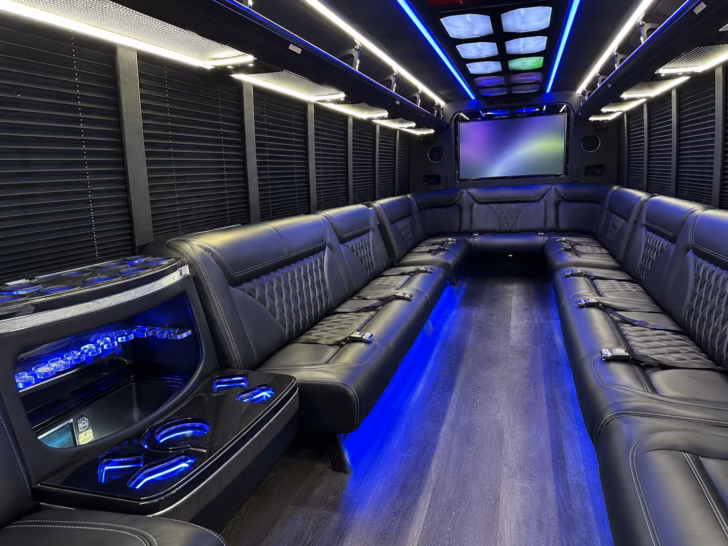 encinitas 20 passenger party bus inside
